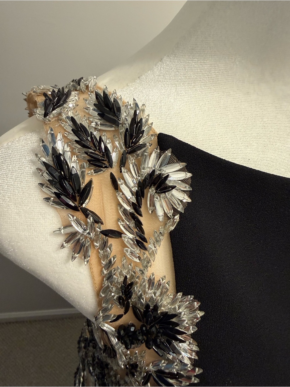 Tarik Ediz Black Silver Lace Applique Evening Gown Prom Gala Pageant 12 - Picture 7 of 16